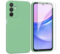 ARRYNN Custodia per Samsung Galaxy A15 4G / 5G (6,5") Cover + Pellicola Protettiva Vetro Temperato,Liquid Silicone TPU Case Cover per Samsung Galaxy A15 4G / 5G - Verde