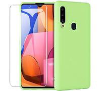 ARRYNN Custodia per Samsung Galaxy A20s+ Pellicola Protettiva Vetro Temperato,Liquid Silicone TPU Custodia Case Cover per Samsung Galaxy A20s-Verde