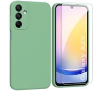 ARRYNN Custodia per Samsung Galaxy A25 5G (6,5") Cover + Pellicola Protettiva Vetro Temperato,Liquid Silicone TPU Case Cover per Samsung Galaxy A25 5G - Verde