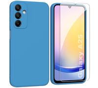ARRYNN Custodia per Samsung Galaxy A25 5G (6,5") Cover + Pellicola Protettiva Vetro Temperato,Liquid Silicone TPU Case Cover per Samsung Galaxy A25 5G - Blu
