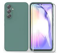 ARRYNN Custodia per Samsung Galaxy A54 5G Cover + Pellicola Protettiva Vetro Temperato,Liquid Silicone TPU Case Cover per Samsung Galaxy A54 5G - Verde Scuro