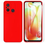 ARRYNN Custodia per Xiaomi Redmi 12C / Redmi 11A 4G (6.71") Cover + Pellicola Protettiva Vetro Temperato,Liquid Silicone TPU Case Cover per Xiaomi Redmi 12C / Redmi 11A 4G - Rosso