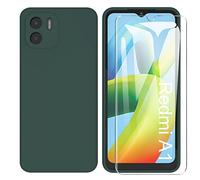ARRYNN Custodia per Xiaomi Redmi A2 / A1 4G Cover + Pellicola Protettiva Vetro Temperato,Liquid Silicone TPU Case Cover per Xiaomi Redmi A2 / A1 4G - Verde Scuro