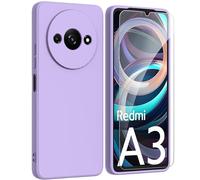 ARRYNN Custodia per Xiaomi Redmi A3 4G (6.71") Cover + Pellicola Protettiva Vetro Temperato,Liquid Silicone TPU Case Cover per Xiaomi Redmi A3 4G - Viola