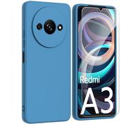 ARRYNN Custodia per Xiaomi Redmi A3 4G (6.71") Cover + Pellicola Protettiva Vetro Temperato,Liquid Silicone TPU Case Cover per Xiaomi Redmi A3 4G - Blu
