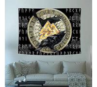 Arsey Arazzo da Parete Con Mitologia Nordica Vichinga Motivo Corvo Runa Estetica Per Soggiorno Camera Da Letto Decorazione Per La Casa, 200 cm X 150 cm