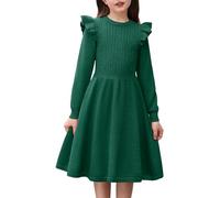 Arshiner Bambina Vestito di Velluto Manica Lunga Vestito per Bambini Autunno Inverno Principessa Vintage Festa Festa Natale Compleanno Vestito Rosso Scuro 80