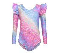 Arshiner Body arcobaleno per bambine, body da danza Balletto classica a maniche lunghe, Leotard da Ballo Ballerina, costume da pattinaggio sul ghiaccio per bambine,taglia 160, 9-10 anni