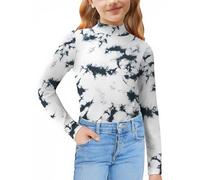 Arshiner Camicia A Maniche Lunghe Camicia A Collo Alto da Ragazza Top Batik per Bambini Top Casual Maglietta Intima alla Moda Camicia con Colletto Rialzato 10-11 Anni