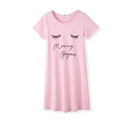 Arshiner Camicia da Notte per Bambine Pigiama A Maniche Corte Rosa Abito da Notte Estivo Carino Abbigliamento per La Casa 140/9-10 Anni