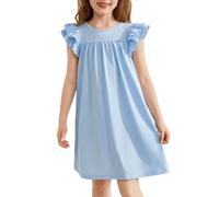 Arshiner Camicia da notte per ragazze con maniche a volo, camicie da notte estive a maniche corte pigiama girocollo camicia da notte a trapezio per ragazze 5-14 anni