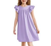 Arshiner Camicia da notte per ragazze con maniche a volo, camicie da notte estive a maniche corte pigiama girocollo camicia da notte a trapezio per ragazze 5-14 anni
