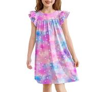 Arshiner Camicia da notte per ragazze con maniche a volo, camicie da notte estive a maniche corte pigiama girocollo camicia da notte a trapezio per ragazze 5-14 anni