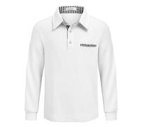 Arshiner Chemise Polo garçon Manches Longues Enfant avec col et Patte de Boutonnage, Chemise Décontractée avec Poche Poitrine pour École et Quotidien, Automne Élégante Confortable Blanche, 7-8 Anni