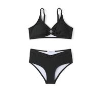 Arshiner Ragazza Bikini Set Coste Bambina Due Pezzi Costume da Bagno Estate Colore Puro Bustier e Bikini Slip Tankini Set per Ragazze 9-10 Anni Nero