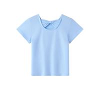 Arshiner Ragazza T-Shirts Indietro Traforo Papillon Bambini Estiva Cotone Maniche Corte Moda Casual Collo Rotondo Maglietta Carino T-Shirts per Ragazze 11-12 Anni Blu