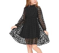 Arshiner Ragazze Abiti Eleganti Principessa Una Linea Abiti da Sposa a Manica Lunga per Ragazze Nero 140