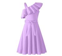 Arshiner Ragazze Abito Una Spalla Bambini Estivo Festa Abiti Papillon Casual Vestito Senza Maniche Abiti per Ragazze 7-8 Anni Viola