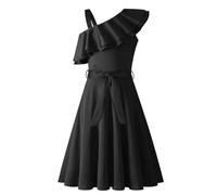 Arshiner Ragazze Abito Una Spalla Bambini Estivo Festa Abiti Papillon Casual Vestito Senza Maniche Abiti per Ragazze 11-12 Anni Nero