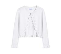 Arshiner Ragazze Cardigan Corto Bolero con Maniche Lunghe Girocollo Coprispalle Ragazze Bianco 6-7 Anni
