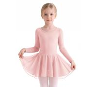 Arshiner Vestito da Balletto Ragazza Cotone Abito Danza Maniche Lunghe | Completo da Balletto Bambina,Girocollo Body da Danza,Abbigliamento da Ballerina,2-10 Anni