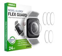 Arsolo Flex Guard - Set di 5 protezioni posteriori per Apple Watch (40/41 mm) per Apple Watch da 40/41 mm, per prevenire eruzioni cutanee, dermatite da contatto, pellicola morbida, protezione sensore