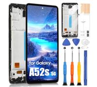 ARSSLY Schermo OLED per Samsung Galaxy A52s 5G LCD schermo per Samsung A52s 5G SM-A528B, SM-A528B/DS Touch Screen Digitizer Assembly + Kit di riparazione (nero con telaio)