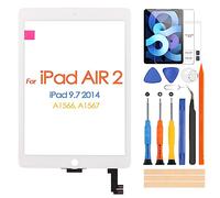 ARSSLY Touch Screen per iPad 6 Air 2 9,7 A1566 A1567 Vetro per iPad Air 2 Digitizer Schermo Pannello Vetro con Gratuito Pellicola Temperata, Riparazione Kit (Non LCD Display) (White)