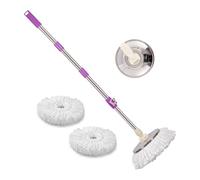 ARSUK Mop per Pulizia Regolabile e Girevole 360°, Manico Estensibile in Acciaio Inossidabile 127cm bastone per lavare pavimenti, 2 Teste in mocio lavapavimenti ricambio- Pulizia su Tutte le Superfici