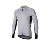 ARSUXEO Maglia da Ciclismo da Uomo Manica Lunga Top da Ciclismo con Cerniera Completa e 3 Tasche Profonde Camicia da Bici 6030 Grigio Chiaro XXL