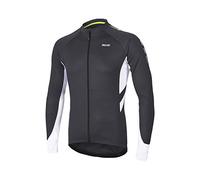 ARSUXEO Maglia da Ciclismo da Uomo Manica Lunga Top da Ciclismo con Cerniera Completa e 3 Tasche Profonde Camicia da Bici 6030 Grigio Scuro XL