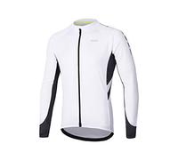 ARSUXEO Maglia da Ciclismo da Uomo Manica Lunga Top da Ciclismo con Cerniera Completa e 3 Tasche Profonde Camicia da Bici 6030 Bianco XL