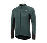 ARSUXEO Maglia da Ciclismo da Uomo Manica Lunga Top da Ciclismo con Cerniera Completa e 3 Tasche Profonde Camicia da Bici 6030 Verde Granata S