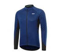 ARSUXEO Maglia da Ciclismo da Uomo Manica Lunga Top da Ciclismo con Cerniera Completa e 3 Tasche Profonde Camicia da Bici 6030 Blu Scuro M