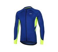ARSUXEO Maglia da Ciclismo da Uomo Manica Lunga Top da Ciclismo con Cerniera Completa e 3 Tasche Profonde Camicia da Bici 6030 Blu L
