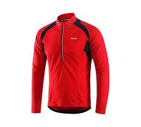 ARSUXEO Maglia da Ciclismo Uomo Manica Lunga Maglia da Mountain Bike Mezza Cerniera Top da Ciclismo Abbigliamento 6031 Rosso L