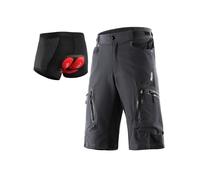 ARSUXEO Pantaloncini da Ciclismo da Uomo dalla vestibilità Ampia MTB Pantaloni Sportivi Outdoor idrorepellenti con 7 Tasche 1202 001B Grigio M