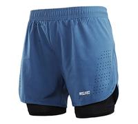 ARSUXEO Pantaloncini da Corsa da Uomo, Pantaloncini da Palestra con Pantaloncini a Compressione, Pantaloncini da Corsa 2 in 1 per Allenamento, Calcio, Basket B179