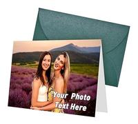 ARSWENGER Biglietti D'auguri Personalizzati con Busta, Biglietto di Ringraziamento con Foto e Testo Cartolina Regalo Unica per Compleanno Matrimonio Anniversario Halloween Natale (Verde)