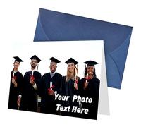 ARSWENGER Biglietti D'auguri Personalizzati con Busta, Biglietto di Ringraziamento con Foto e Testo Cartolina Regalo Unica per Compleanno Matrimonio Anniversario Halloween Natale (Blu)