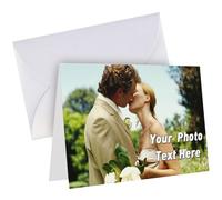 ARSWENGER Biglietti D'auguri Personalizzati con Busta, Biglietto di Ringraziamento con Foto e Testo Cartolina Regalo Unica per Compleanno Matrimonio Anniversario Halloween Natale (Bianco)