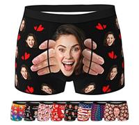 ARSWENGER Boxer da Uomo Personalizzati con Facce, Pantaloncini Boxer Personalizzati con Foto Divertenti, Intimo per Il Viso di Marito e Moglie Regalo di San Valentino(A126)