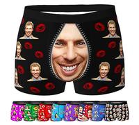 ARSWENGER Boxer da Uomo Personalizzati con Facce, Pantaloncini Boxer Personalizzati con Foto Divertenti, Intimo per Il Viso di Marito e Moglie Regalo di San Valentino(A32)