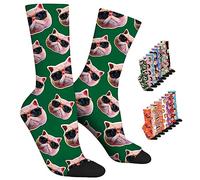 ARSWENGER Calzini Personalizzati Con Testo Fotografico, Calzini Personalizzati Immagine Del Viso, Calzini Personalizzati Amante Dei Cani Calzini Per Animali Domestici Per la Famiglia(Drak Green)