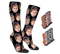 ARSWENGER Calzini Viso Personalizzati con Testo Fotografico, Calzini Lunghi Personalizzati per il Compleanno Della Novità Della Faccia Dell'animale Domestico con Stampa al Ginocchio (A13)