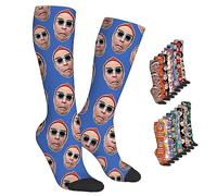 ARSWENGER Calzini Viso Personalizzati con Testo Fotografico, Calzini Lunghi Personalizzati per il Compleanno Della Novità Della Faccia Dell'animale Domestico con Stampa al Ginocchio (A12)