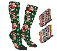 ARSWENGER Calzini Viso Personalizzati con Testo Fotografico, Calzini Lunghi Personalizzati per il Compleanno Della Novità Della Faccia Dell'animale Domestico con Stampa al Ginocchio (A28)