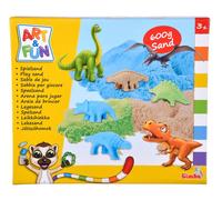 Art and Fun Dinosaur Play Sand Set, 3 x 200 g Sand, Platform, 4 x Dino 3D Shape,