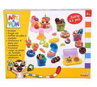 Art And Fun - Set di impastatori per dolciumi, 4 x 50 g, stampini 3D, 21 Pezzi, Accessori a Partire dai 3 Anni in su
