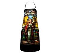 Art Angel Stained Glass Grembiule Da Uomo Impermeabile Grembiule Uomo Regolabile Cuoco Grembiuli Per Dolci Bbq Giardinaggio 52X72Cm